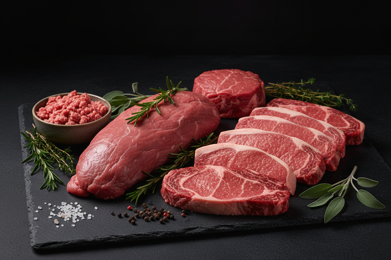mache die großen stücke noch etwas kleiner und dafür noch ein paar steaks dazu